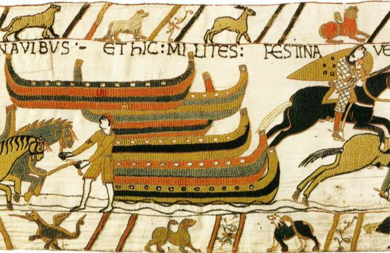 Bayeux Tapestry 39. Here the horses leave the ships: 