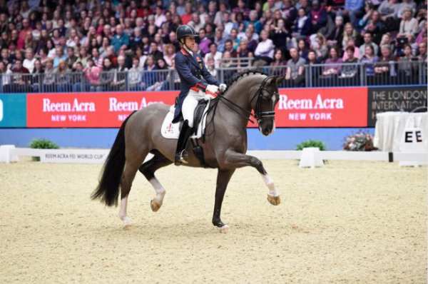 Charlotte Dujardin and Valegro competing at 2014 London Olympia. Photo courtesy of Kit Houghton/FEI. 
