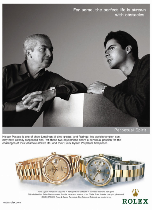 Rodrigo Pessoa and his father for a Rolex advertisement