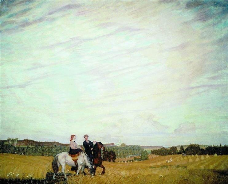 Борис Кустодиев. «Прогулка верхом (Автопортрет с женой)».jpg