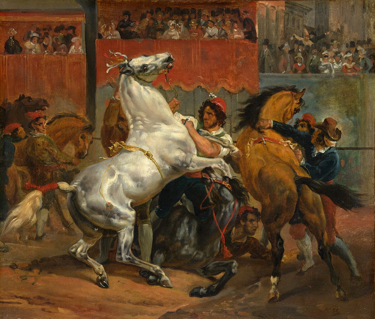 Гораций Верне «Начало скачек лошадей без всадников (Ла-Мосса)», 1820 г..jpg