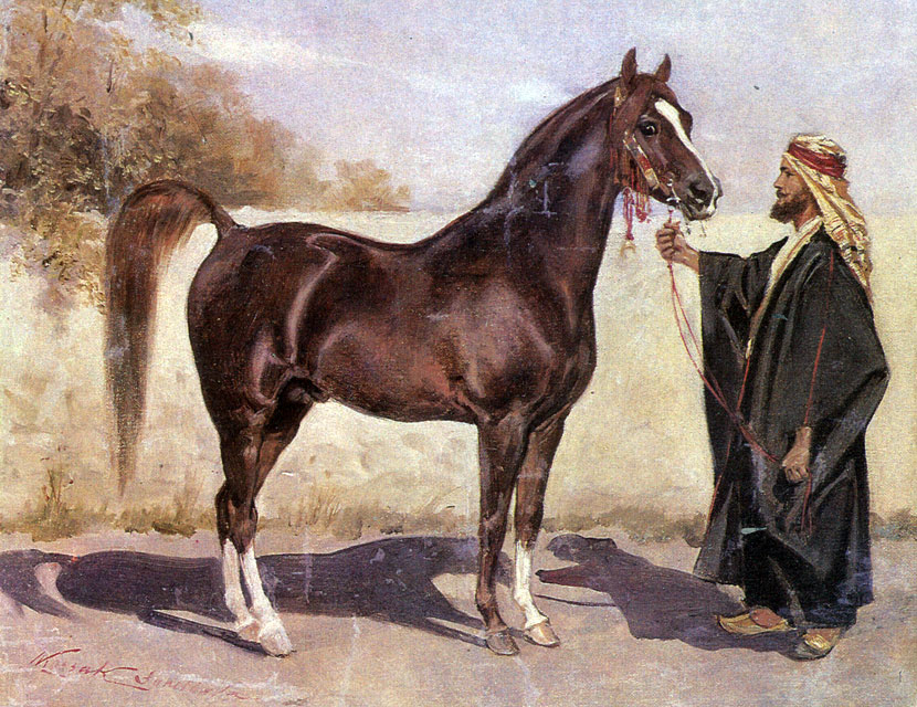 Ю. Косак (1824-1899). Бедуин с арабским жеребцом.jpg