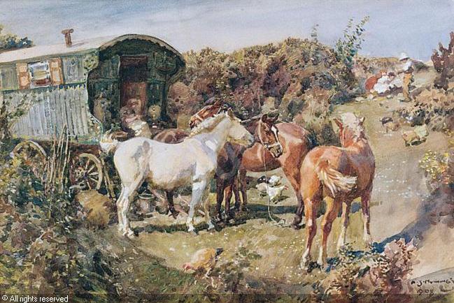 munnings-alfred-james-1878-195-a-gypsy-camp-with-horses-and-h-1305877.jpg